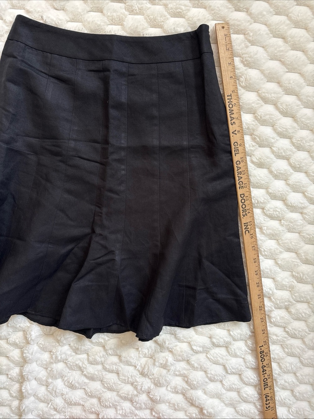 Ann Taylor Loft Flounce Skirt Linen Blend Midi Black Women’s Size 4 Lined Classy - Picture 9 of 9